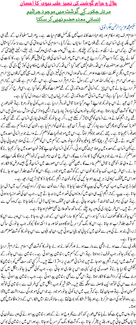 Difference In Halal and Haram Meat - Urdu Article
