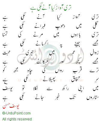 Teri Awaz Aane Lagi - Urdu Poetry By Yousaf Hasan