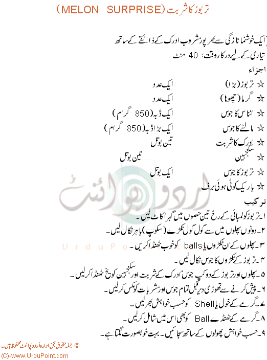 Tarbooz Ka Sharbat Recipe In Urdu