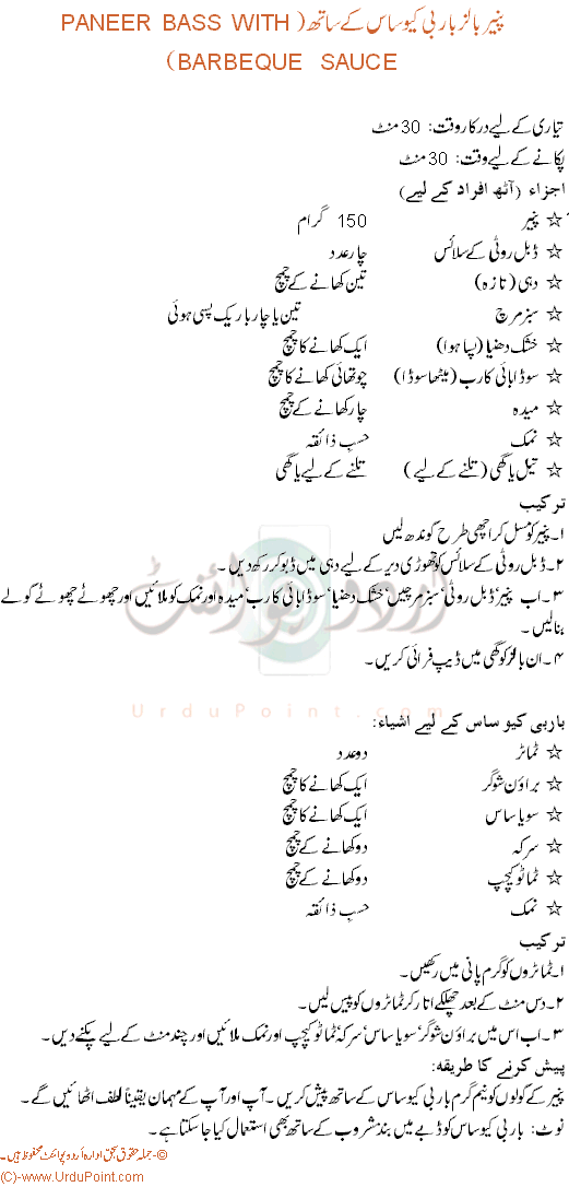 Paneer Balls Barbeque Sauce Recipe In Urdu