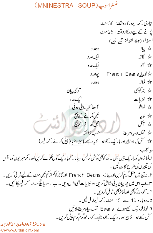 Minestra Soup Recipe In Urdu
