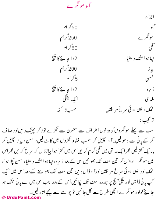Aloo Mongray Recipe In Urdu