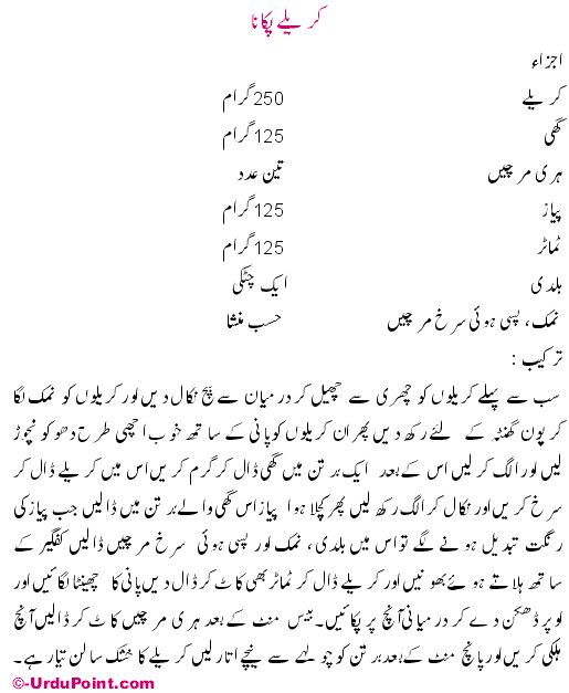 Karela Recipe In Urdu