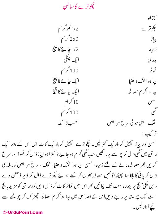 Chukotaray Ka Salan Recipe In Urdu