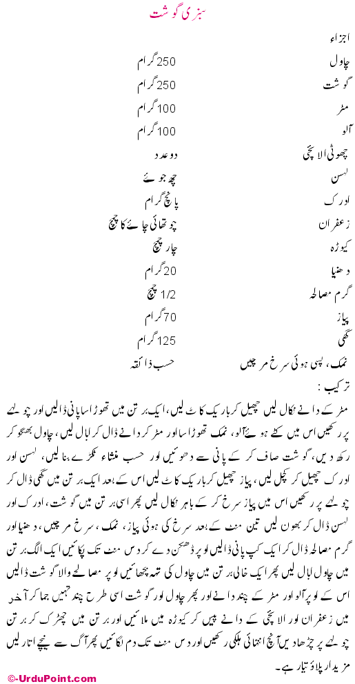 Sabzi Gosht Recipe In Urdu