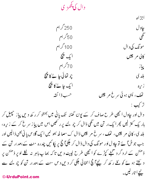 Daal Ki Khichdi Recipe In Urdu