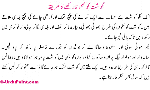 Gosht Ko Mehfooz Rakhne Ka Tarika Recipe In Urdu