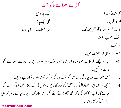 Khade Masale Ka Gosht Recipe In Urdu