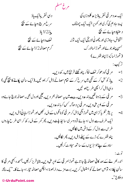 Murgh Recipe In Urdu