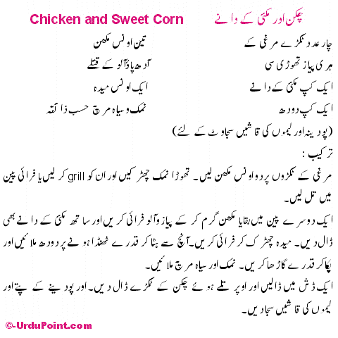 Chicken Aur Makai Kay Danay Recipe In Urdu