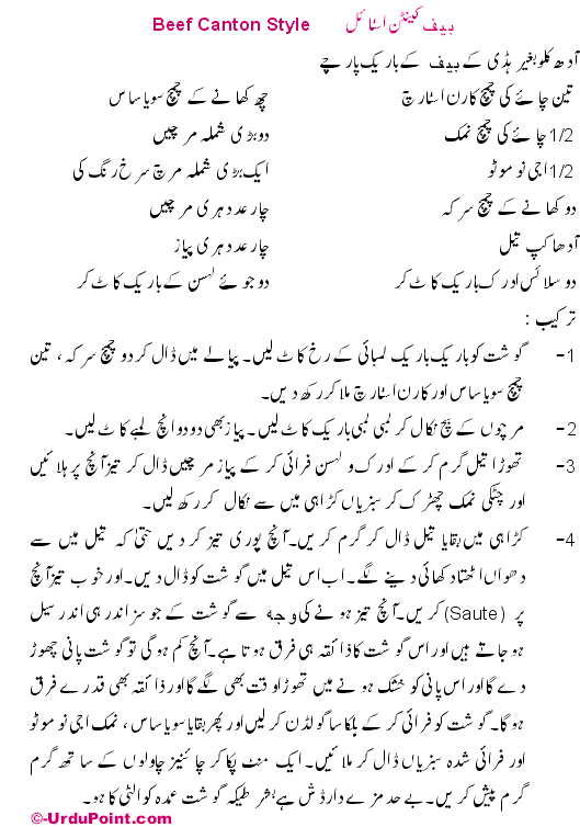 Beef Canteen Style Recipe In Urdu