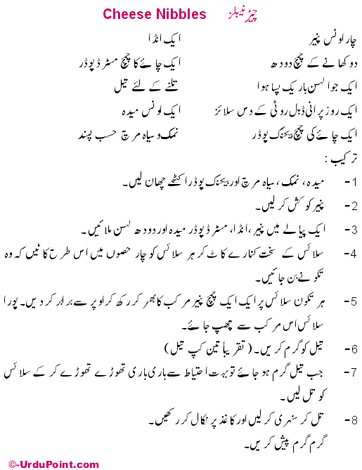 Cheese Nibbles Recipe In Urdu