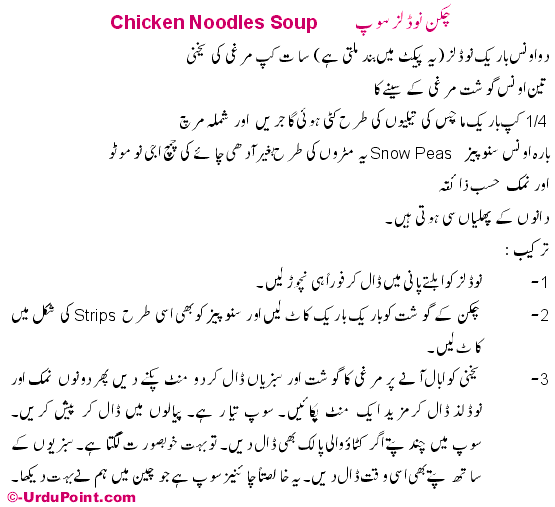 Chicken Noodles Soup Recipe In Urdu