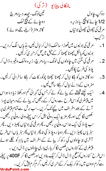 Yufkali Pulao Recipe In Urdu