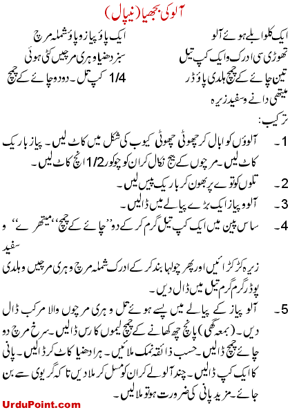 Aloo Ki Bhujia Recipe In Urdu