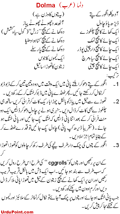 Dolma Recipe In Urdu