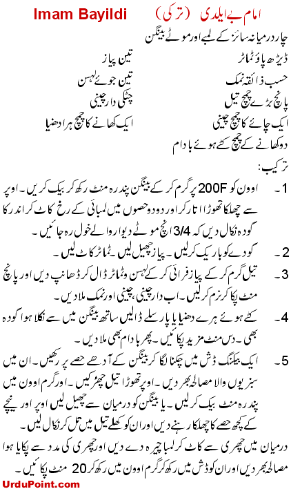 Imam Bayildi Recipe In Urdu