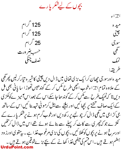 Bachon Ke Shakar Paray Recipe In Urdu