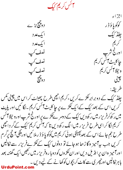 Chilled Ice Cream Cake Recipe In Urdu
