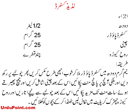 Laziz Custard Recipe In Urdu