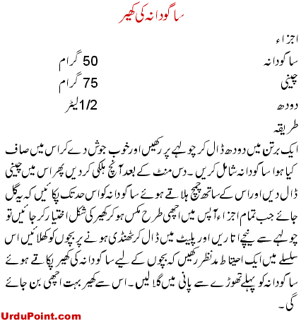 Sabudana Ki Kheer Recipe In Urdu