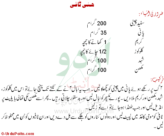 Honey Toffee Recipe In Urdu