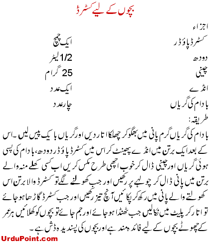 Bachon Ka Custard Recipe In Urdu