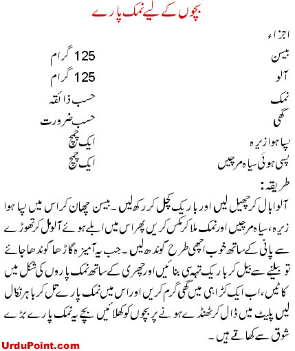 Bachon Ka Namak Para Recipe In Urdu