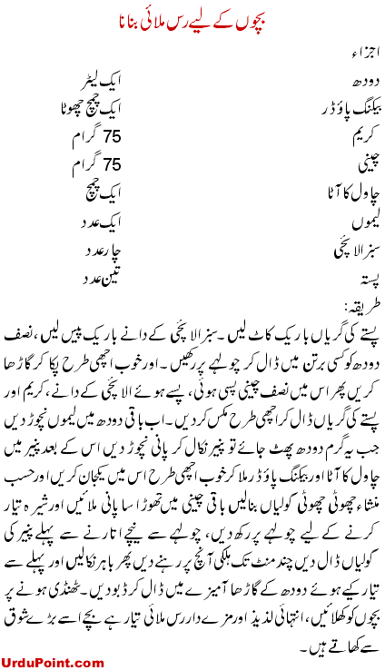 Bachon Ki Rasmalai Recipe In Urdu