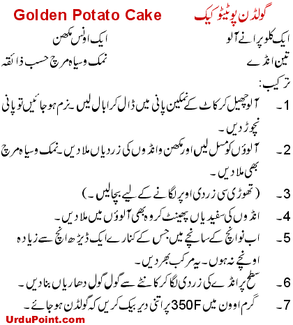 Golden Potato Cake Recipe In Urdu