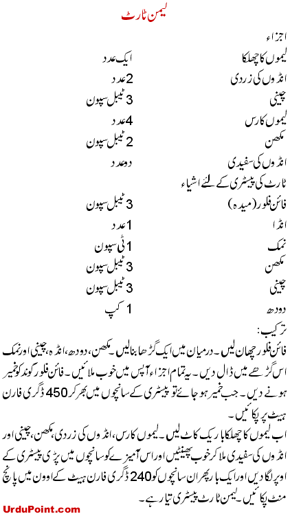 Lemon Tart Recipe In Urdu