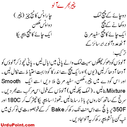 Paneer Aloo Recipe In Urdu
