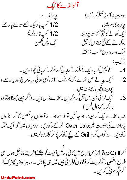 Cake Aloo Anda Recipe In Urdu