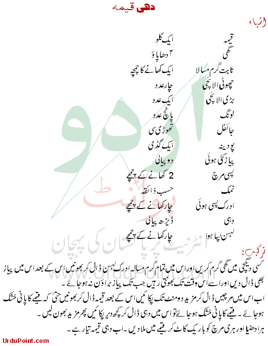 Dahi Keema Recipe In Urdu