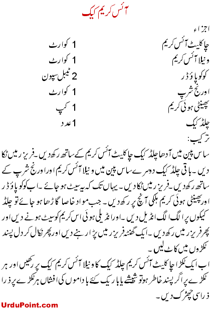 Chocolate Icecream Cake Recipe In Urdu