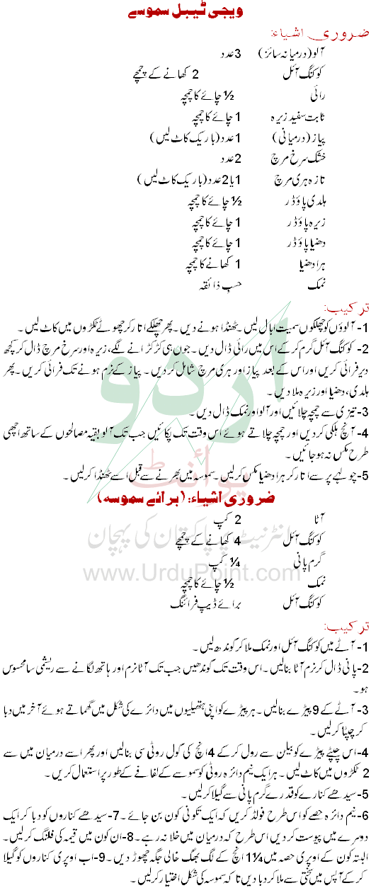 Vegetable Samosa Recipe In Urdu