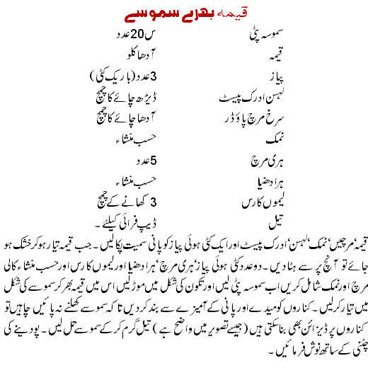 Samosa Keema Recipe In Urdu