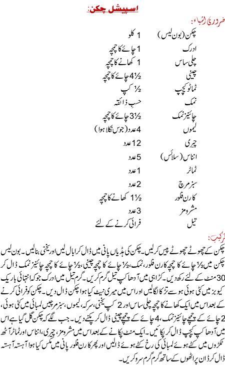 Chicken Special Recipe In Urdu