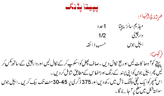 Papaya Pudding Recipe In Urdu