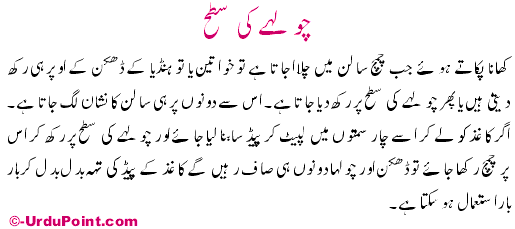 Chulhay Kay Satah Recipe In Urdu